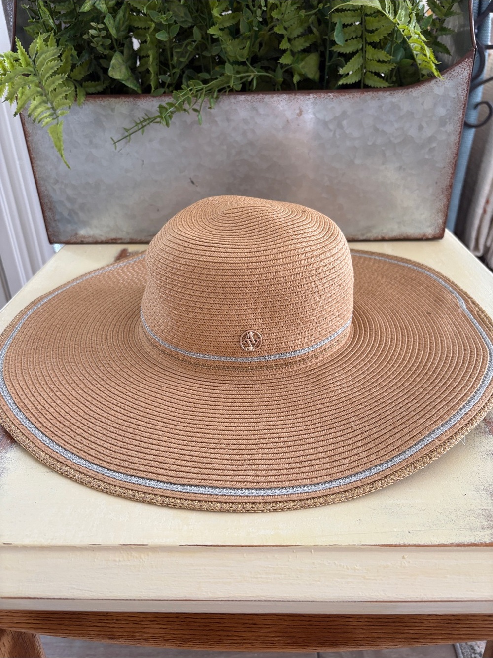 Adrienne Vittadin Floppy Straw Beach Summer Sun Hat Womens One Size